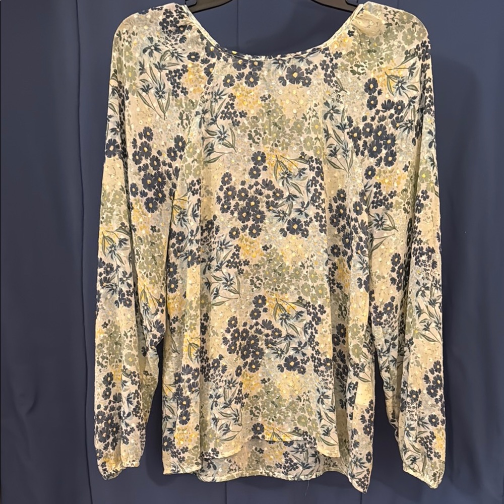 Spirit Yellow Cream Long Sleeve Boxy Blouse
